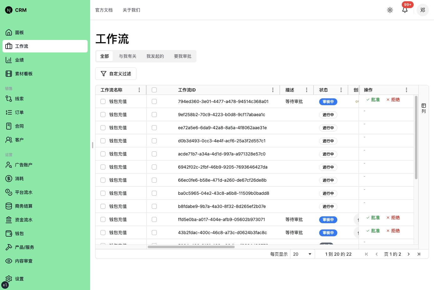 审批人视角-操作栏